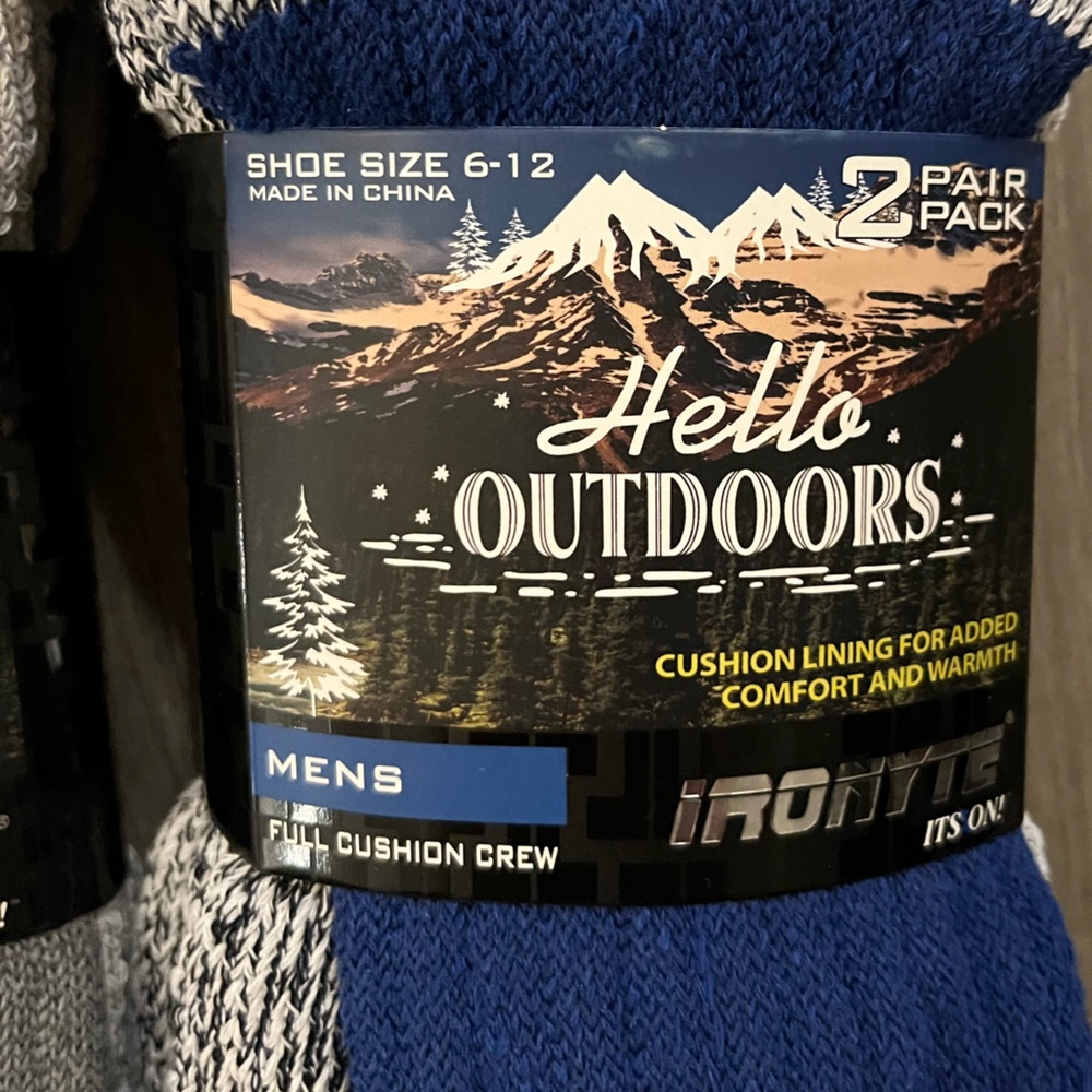 NWT Hello Outdoors 6 Pack Bundle Mens Sock Shoe Size 6-12 in Blue and Gray. - Picture 3 of 3